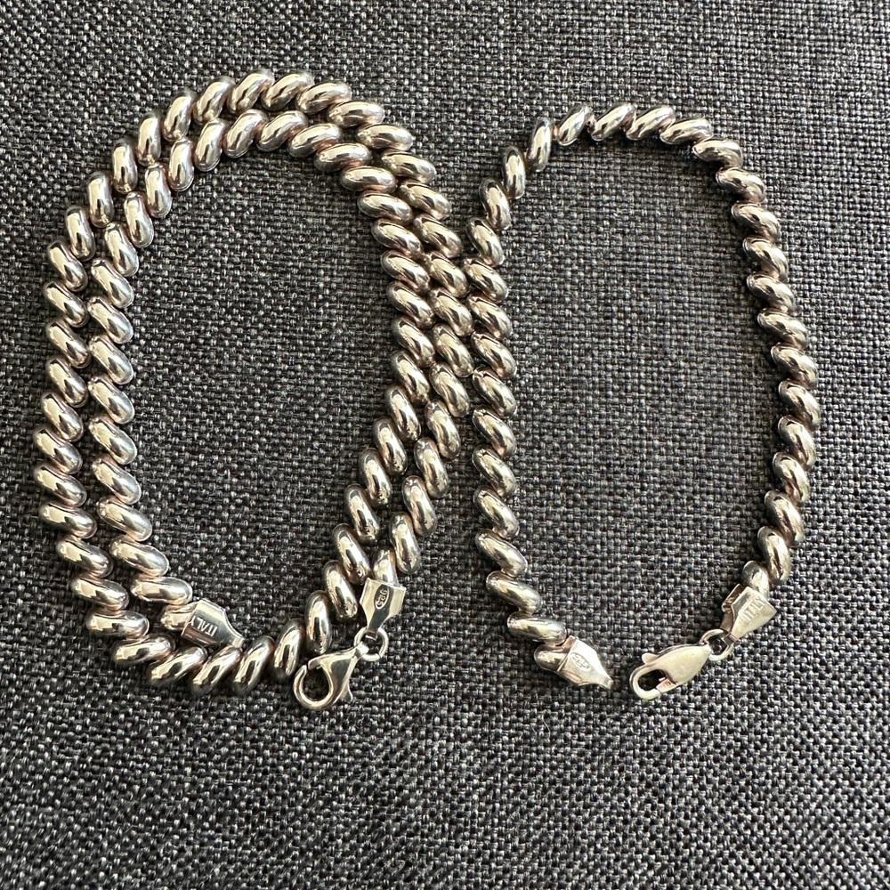 Timeless Italian San Marco Sterling Silver Necklace & Bracelet Set